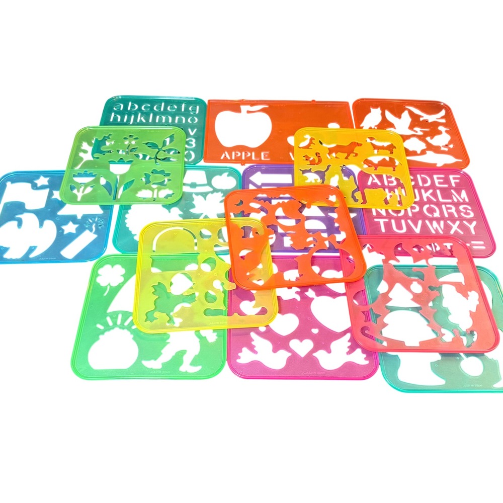 Vintage Tupperware Tuppertoys Stencil Lot 15 Educational Drawing Templates